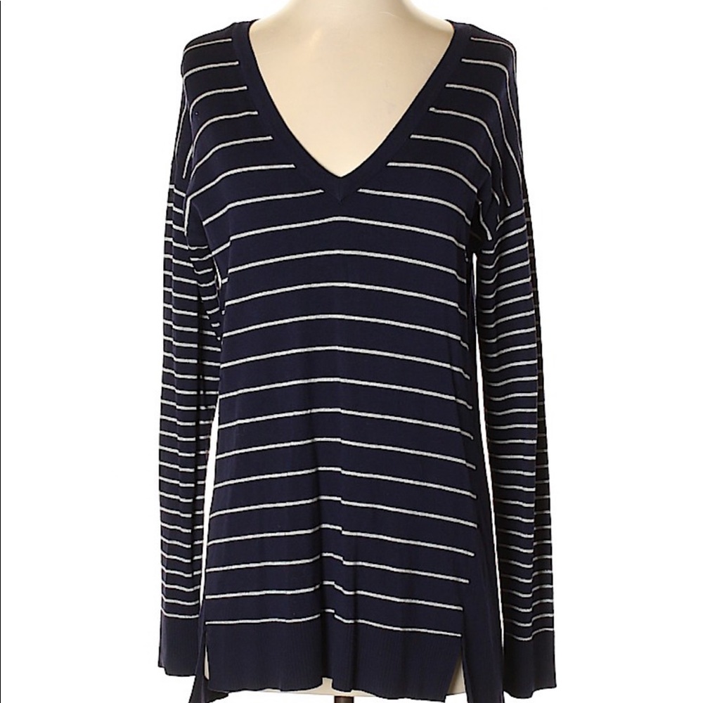 Vince Camuto blue/white striped pullover sweater